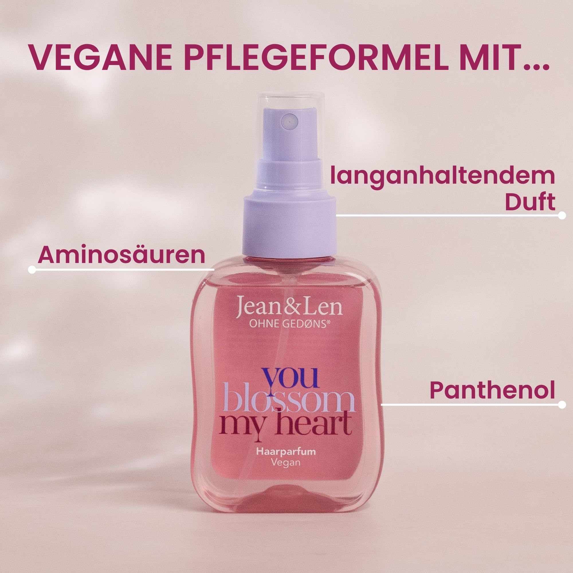 Jean & Len Haarparfum you’re my coco vanilla, duftet nach Kokos & süßer Vanille, pflegende Formel, für alle Haartypen geeignet, beschwert das Haar nicht, vegan Hair Perfume, ohne Silikone, 105 ml