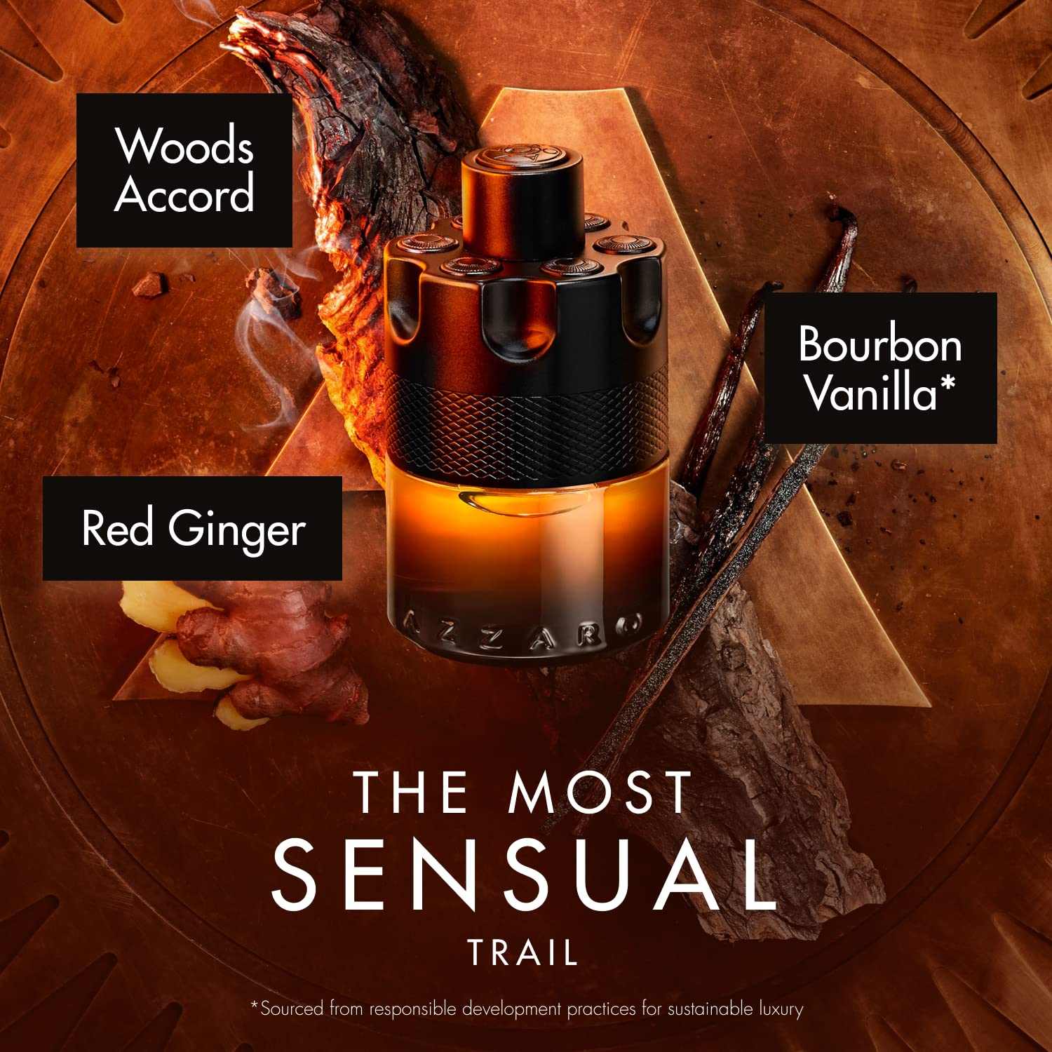 AZZARO The Most Wanted Parfum Pour Lui - Parfum Homme - Fougère Ambré Épicé - Gingembre, Vanille Bourbon & Bois Ambré - Tenue Longue Durée - Spray Vaporisateur