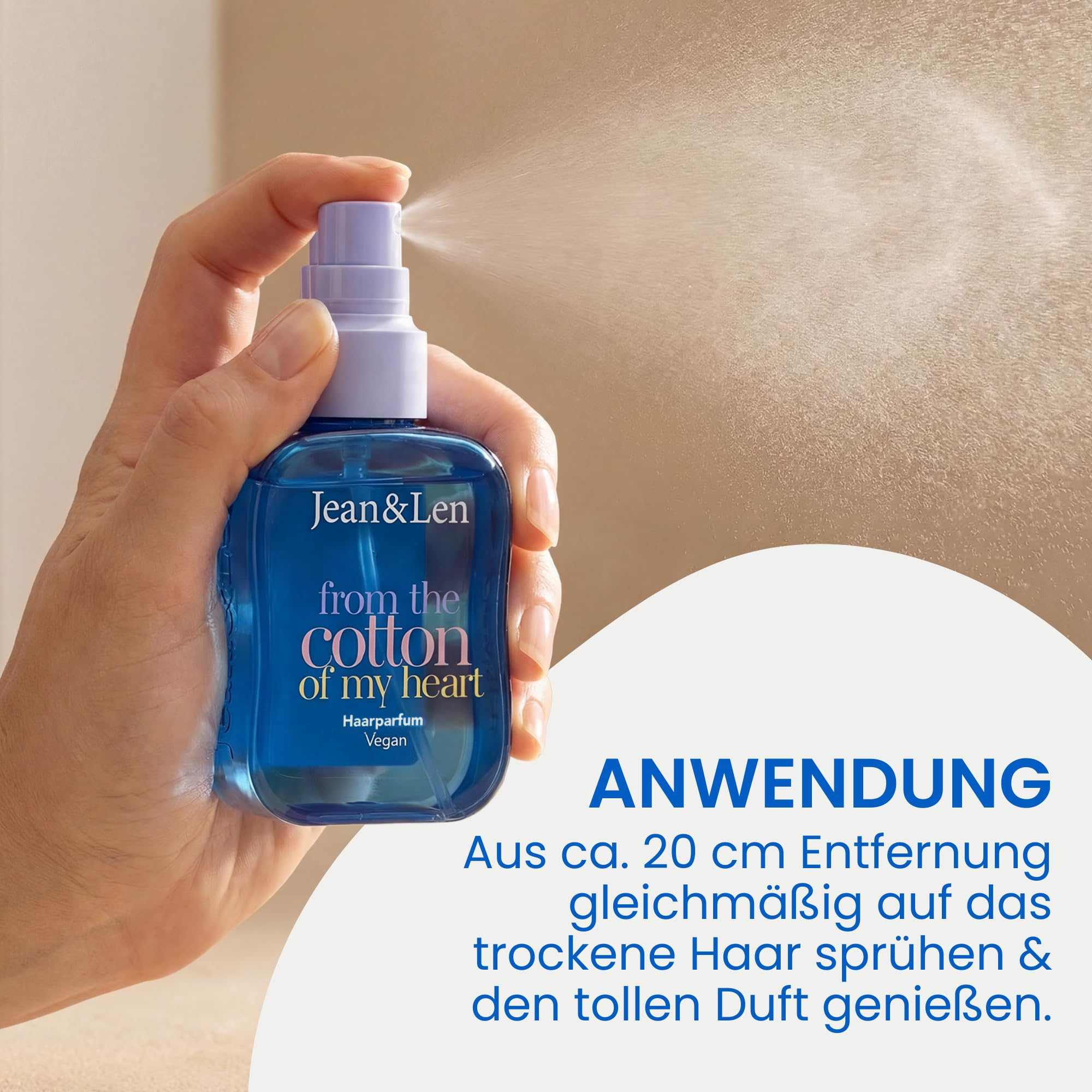 Jean & Len Haarparfum you’re my coco vanilla, duftet nach Kokos & süßer Vanille, pflegende Formel, für alle Haartypen geeignet, beschwert das Haar nicht, vegan Hair Perfume, ohne Silikone, 105 ml